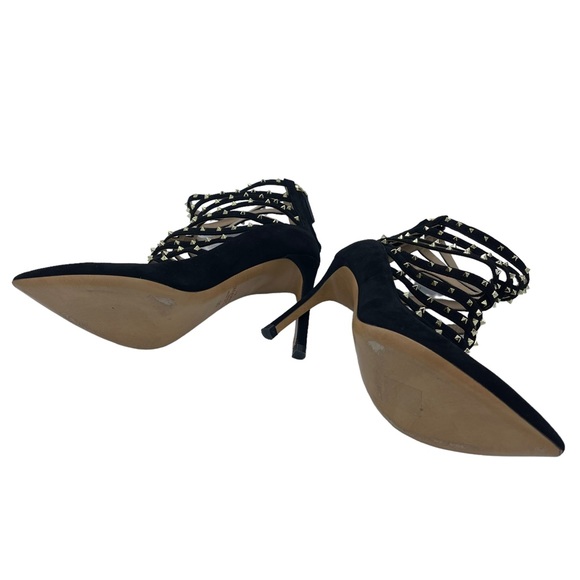 Valentino Black Suede Lovestud Ankle Heel Booties - Picture 7 of 8